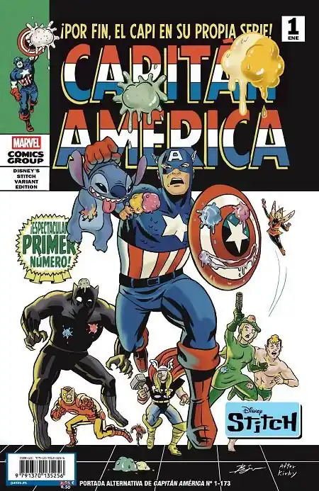 CAPITÁN AMÉRICA VOL 8 173 CAPITÁN AMÉRICA 1 PORTADA ALTERNATIVA DISNEY STITCH Favorito De Clientes