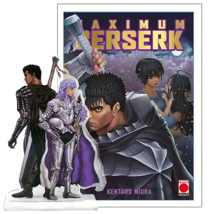 BERSERK MAXIMUM 21 SOBRECUBIERTA DORADA + FIGURA ACRÍLICA DE GUTS Y GRIFFITH Ordena Ya