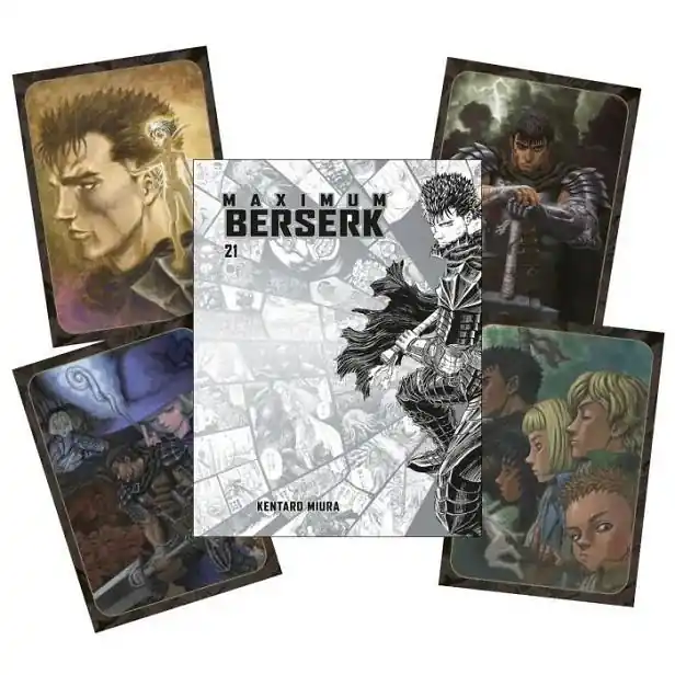 BERSERK MAXIMUM 21 CON SOBRECUBIERTA ALTERNATIVA EFECTO METÁLICO + SET 4 POSTALES Precio Reducido